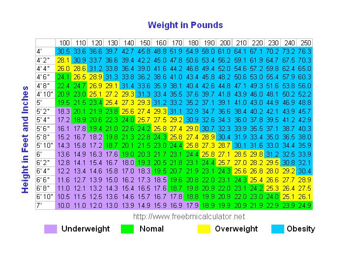 BMI Chart - Body Mass Index Chart